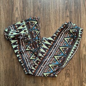 Tribal Print Pants with Elastic Waist